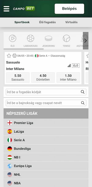 Campobet főoldal