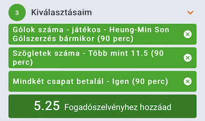 Liverpool-Tottenham fogadáskészítő
