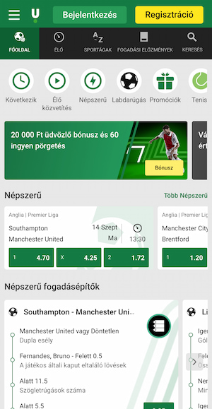 Unibet kezdőlap