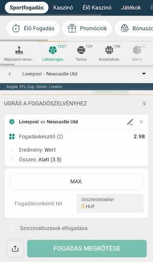 Boabet Fogadásszerkesztő, Ligakupa döntő