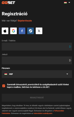 GGBet regisztráció 2